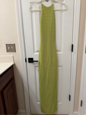 Windsor Lime Green Crochet Halter Maxi Dress